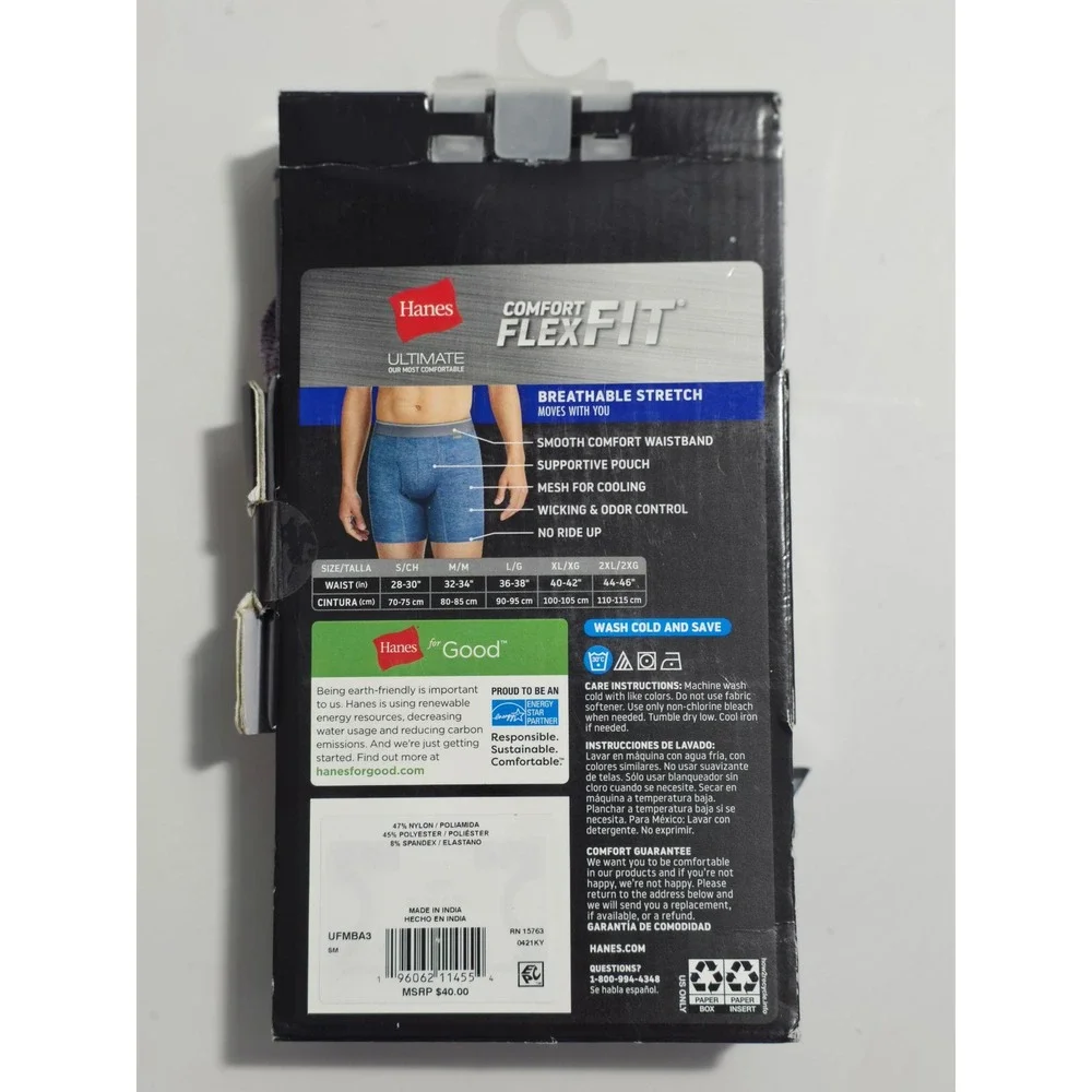 Hanes Boxer Briefs Mens Small Comfort Flex Fit‎ Stretch Comfy Underwear 3-Pack